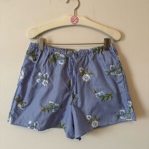 INDUSTRY embroidered blue pinstripe shorts